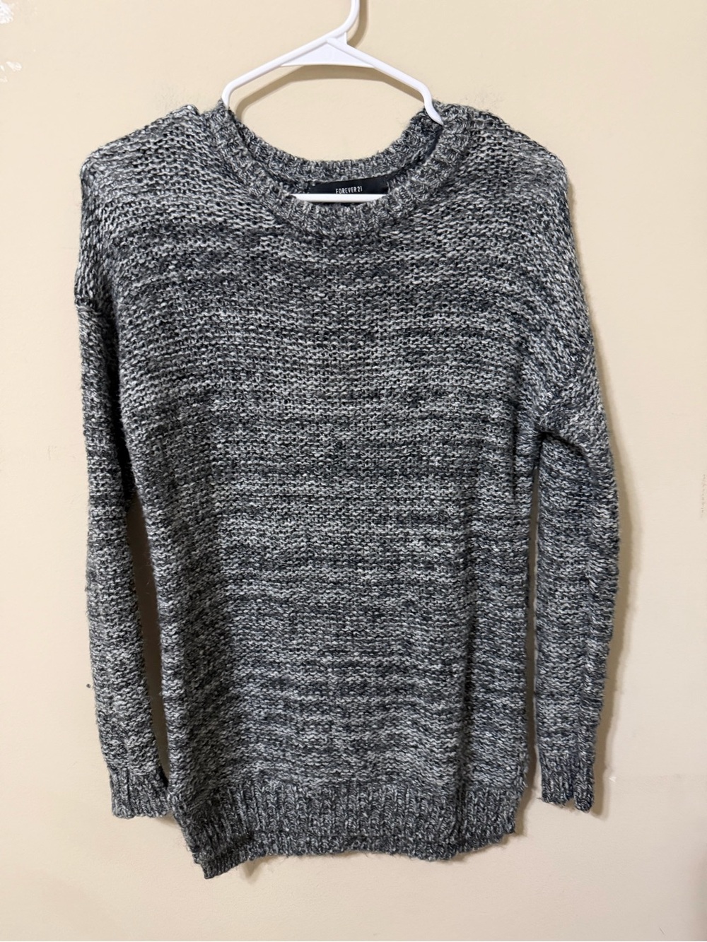 Forever 21 small tunic long Gray Marled Crewneck Sweater grandpacore eclectic